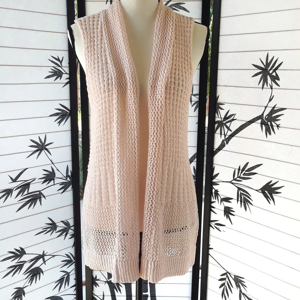 Chico's Pink Open Front Shawl Neck Knit Cardigan